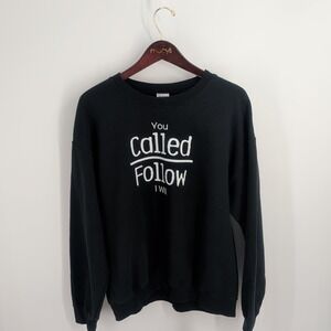 VTG 90s Jesus Gildan Heavy Blend Bible Spellout Pullover Sweatshirt Black L‎